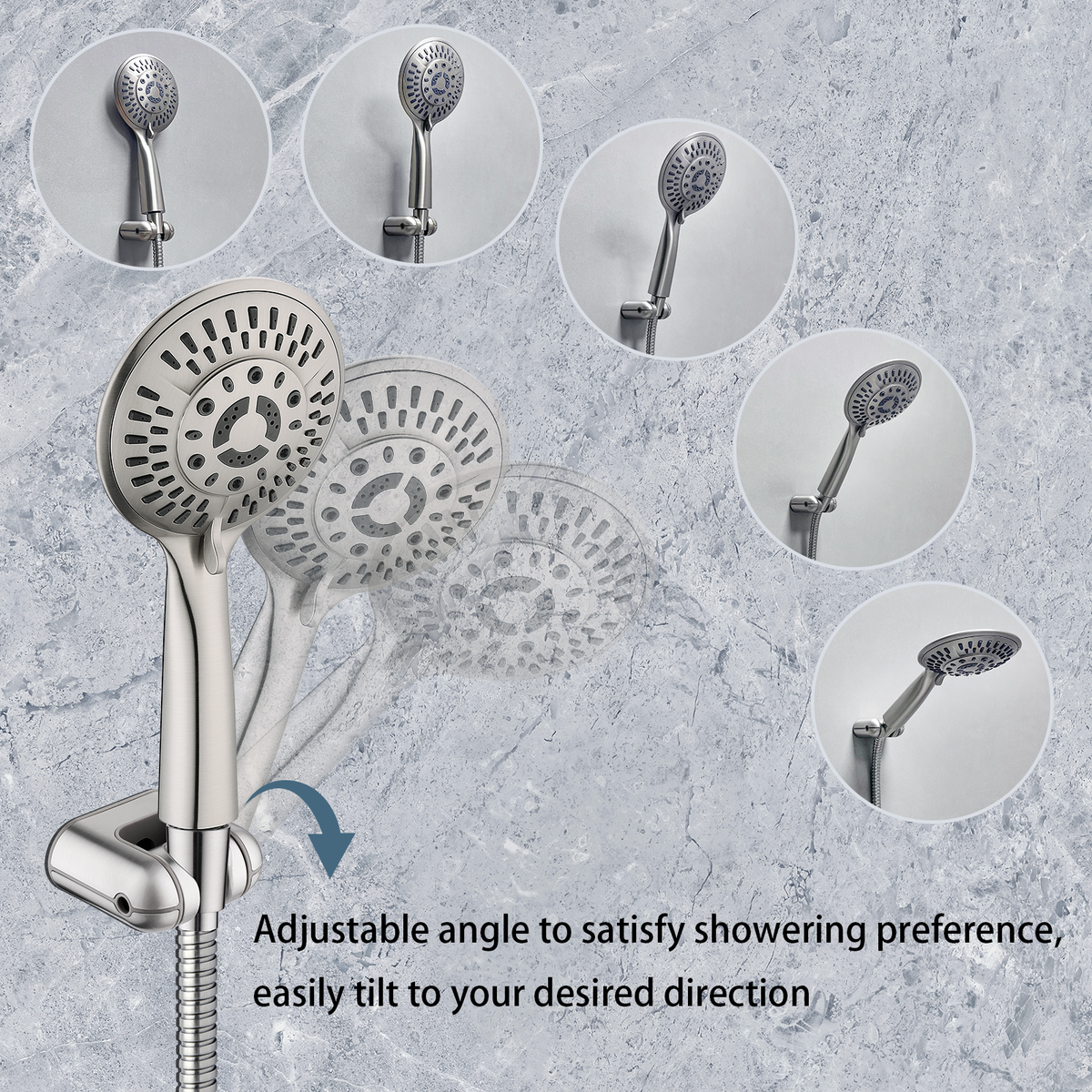 Adjustable Handheld Shower Head Holder with 1/2-Inch Connection