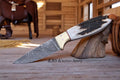 Cowboy Belt Knife – Damascus Steel & Antler Horn Handle