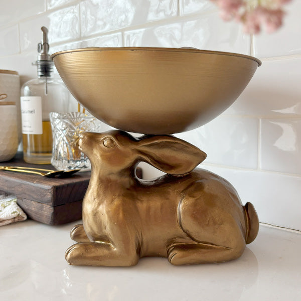 Gold Bunny with Bowl | Brilliant Centerpiece Collection