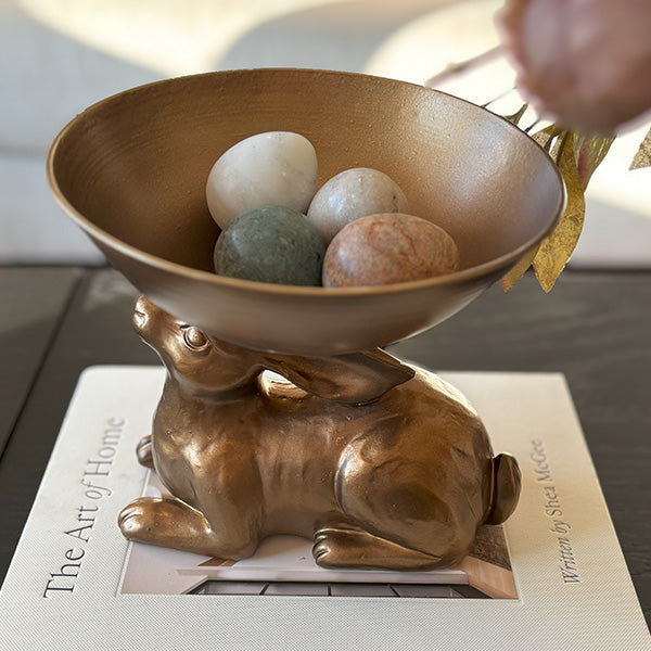 Gold Bunny with Bowl | Brilliant Centerpiece Collection