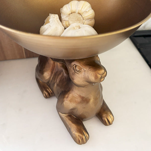 Gold Bunny with Bowl | Brilliant Centerpiece Collection