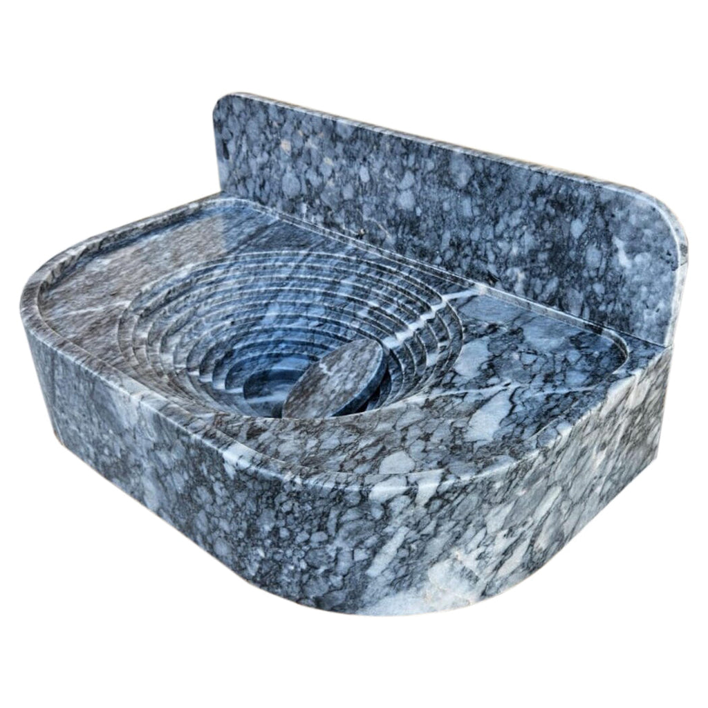 Bursa Gray Marble Wall-Mount Bathroom Sink with 6" Backsplash (W)16" (L)27" (H)6"