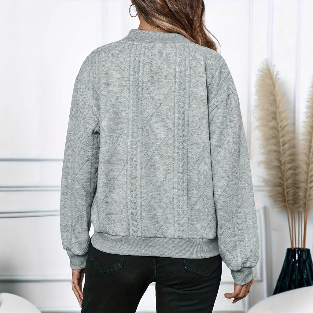 Women's Solid Color Zipper Long Sleeved Casual Jacket