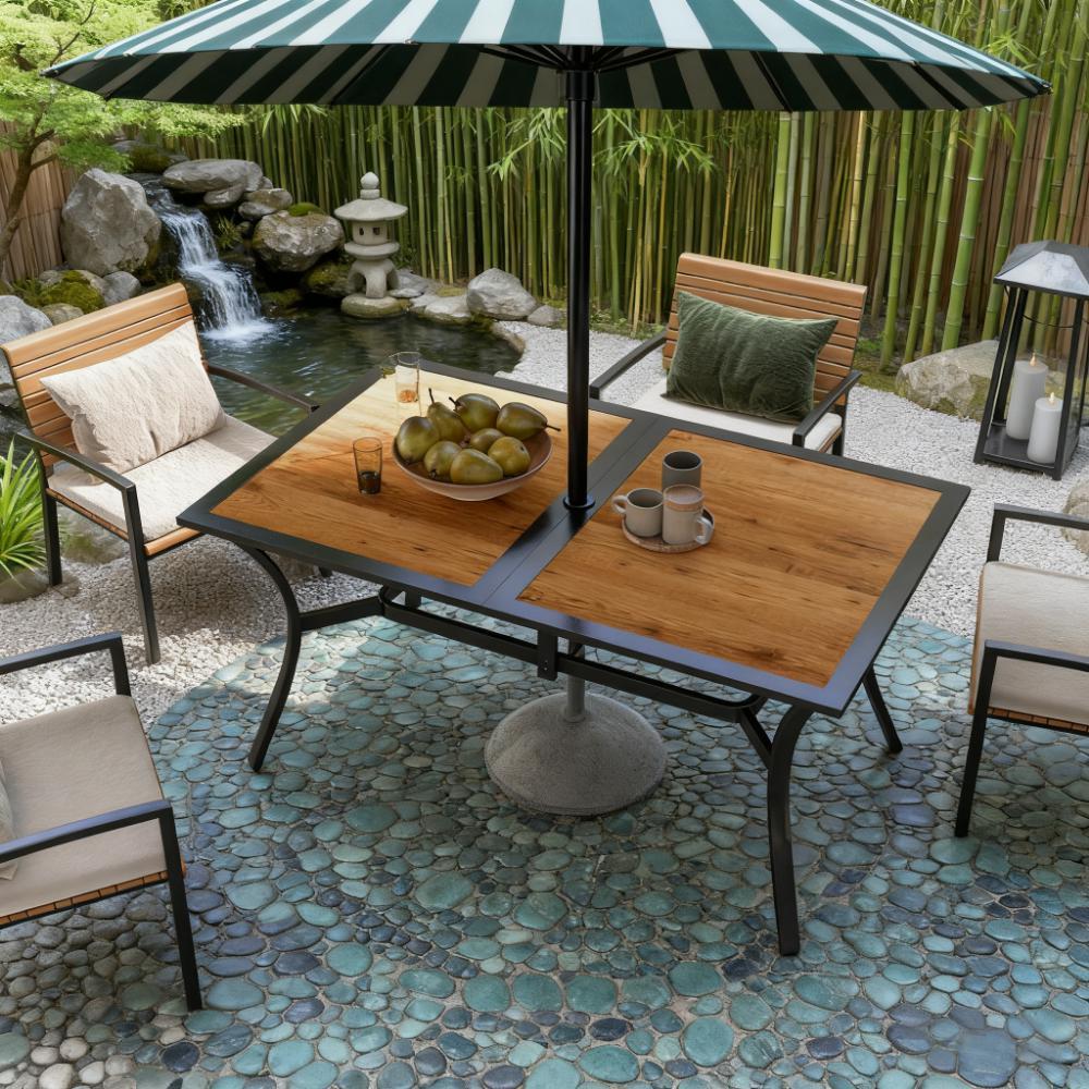 Stable Faux Wood Rectangle Outdoor Dining Table