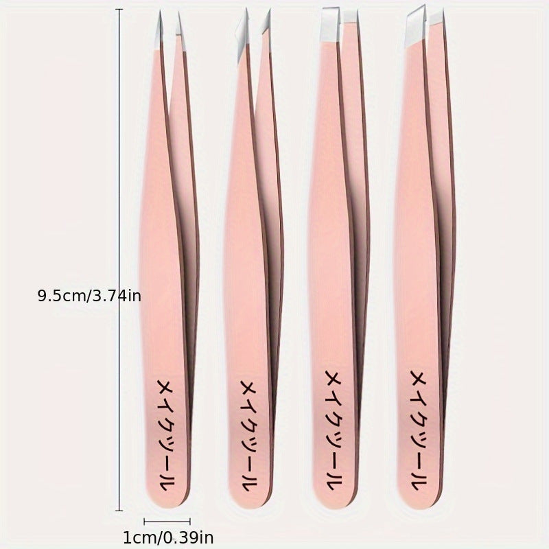 Eye Tweezer 4-piece Set Manicure Expert Eye-brow Knife Portable Tool Tweezers