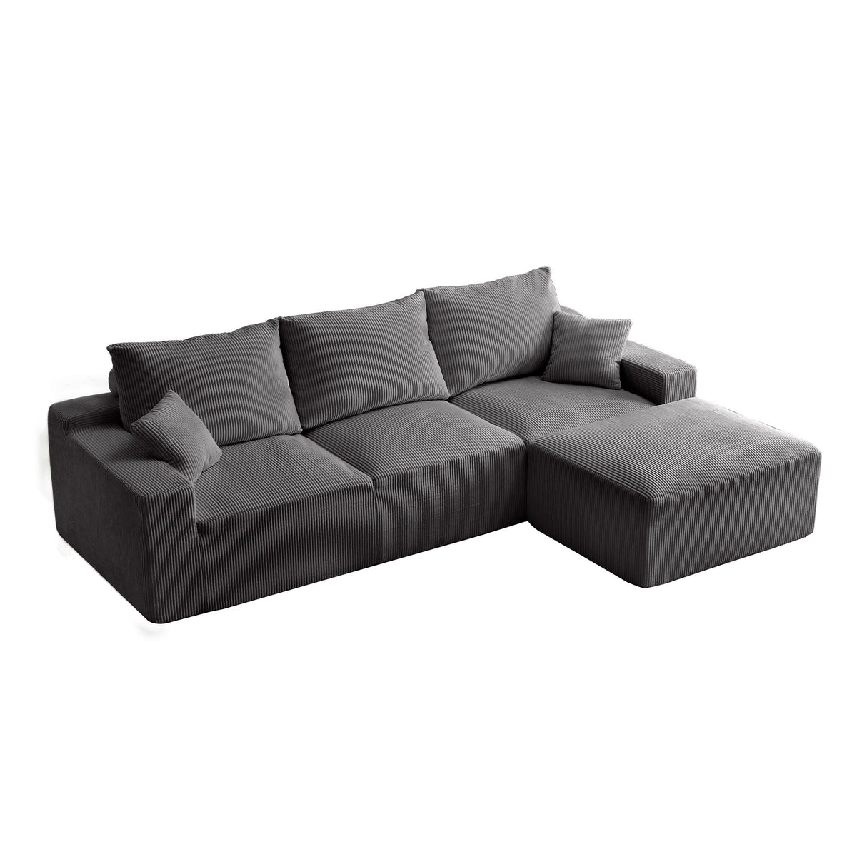 L Shaped Sectional Sofa, Full Compression 3 Seater Cloud Couch With Chaise
