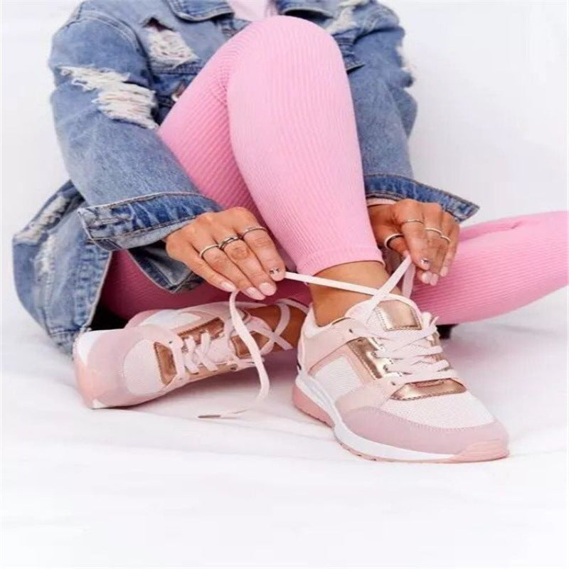 Plus Size Casual Platform Dad Shoes Lace-up Wedge Sports Women