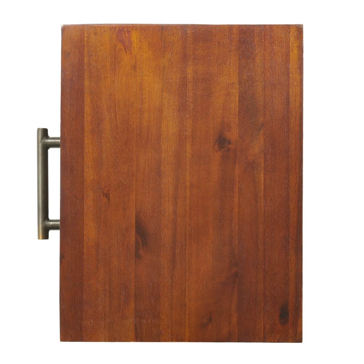 End Table in Brown Acacia Wood with Storage Drawer and Shelf