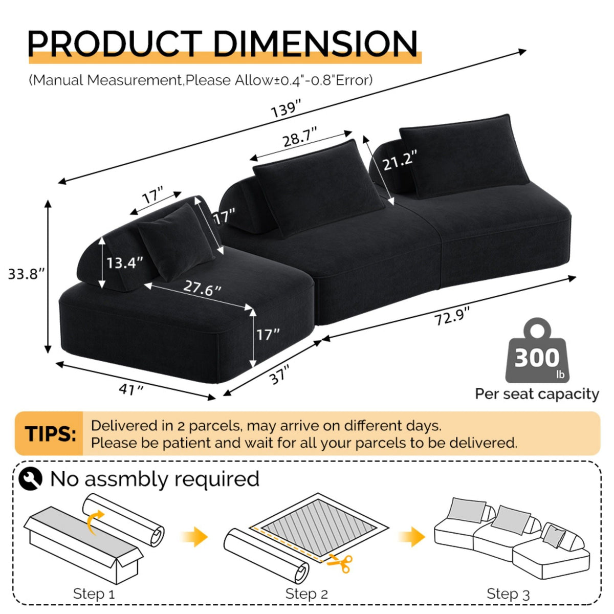 Modern Luxury Oversized Modular Sectional Sofa Set