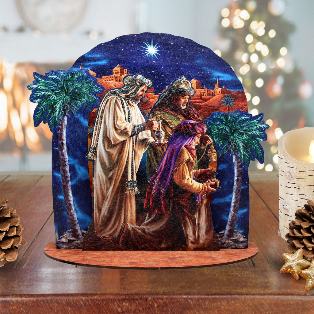 Three Kings Decorative Village Eco Wood Set Art by D. Gelsinger - Nativity Holiday Decor - 852765