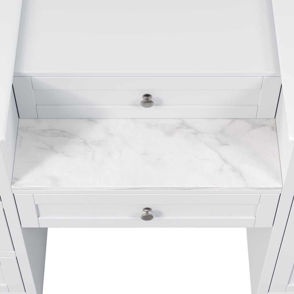 Double Sink Bathroom Vanity With Countertop, 2 Ceramic Sinks, 6 Drawers