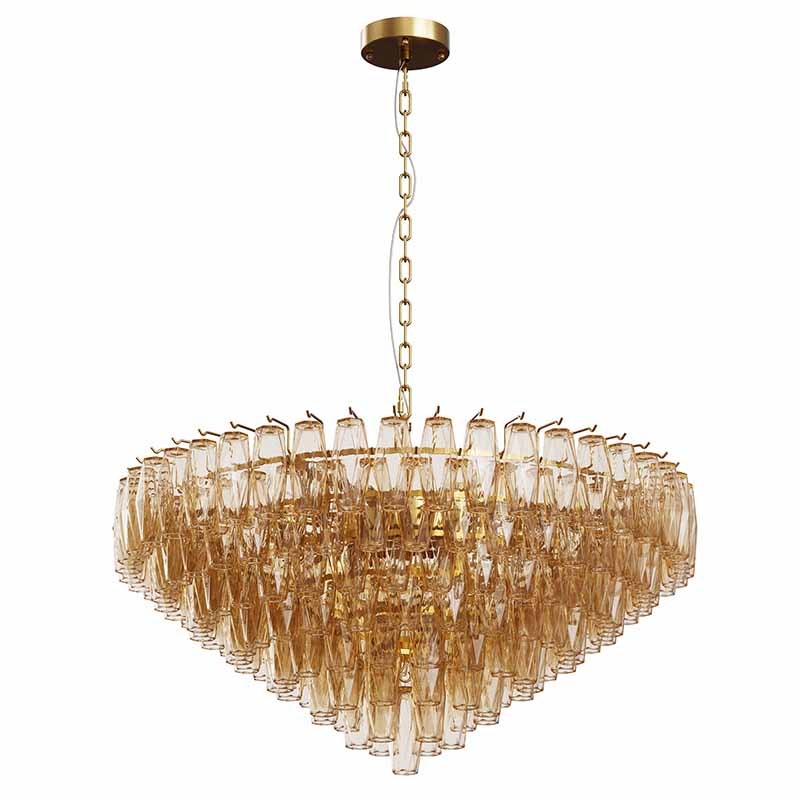 37" Extra Large 14-Light Gold Modern Round Chandelier