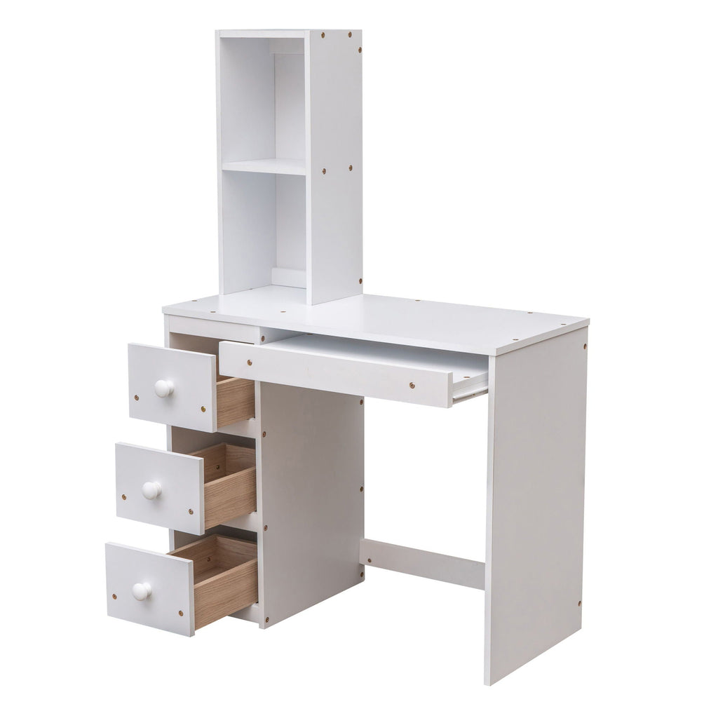 Loft Bed With Stand Alone Bed, Storage Staircase, Desk, Shelves, And Drawers