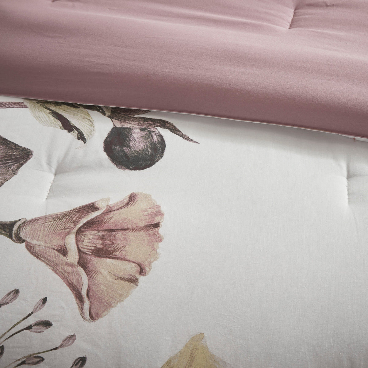 8 Piece Cotton Printed Comforter Set Blush California King