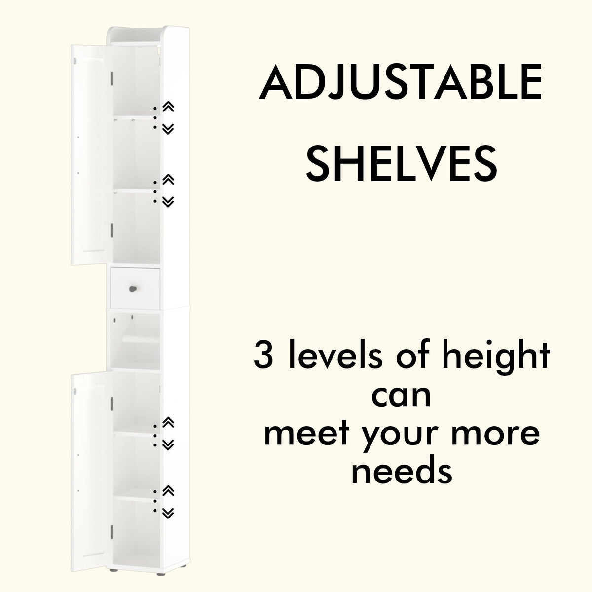 Slim Tall Bathroom Storage Cabinet With Adjustable Shelves, 2 Doors Freestanding Cabinet - White