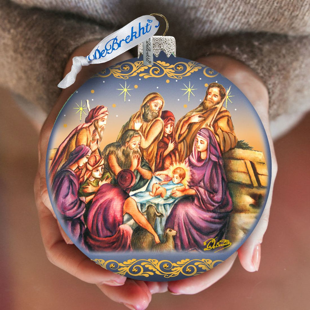 Nostalgic Family Nativity Glass Ornament Limited Edition by G. DeBrekht - Nativity Holiday Decor - 73881