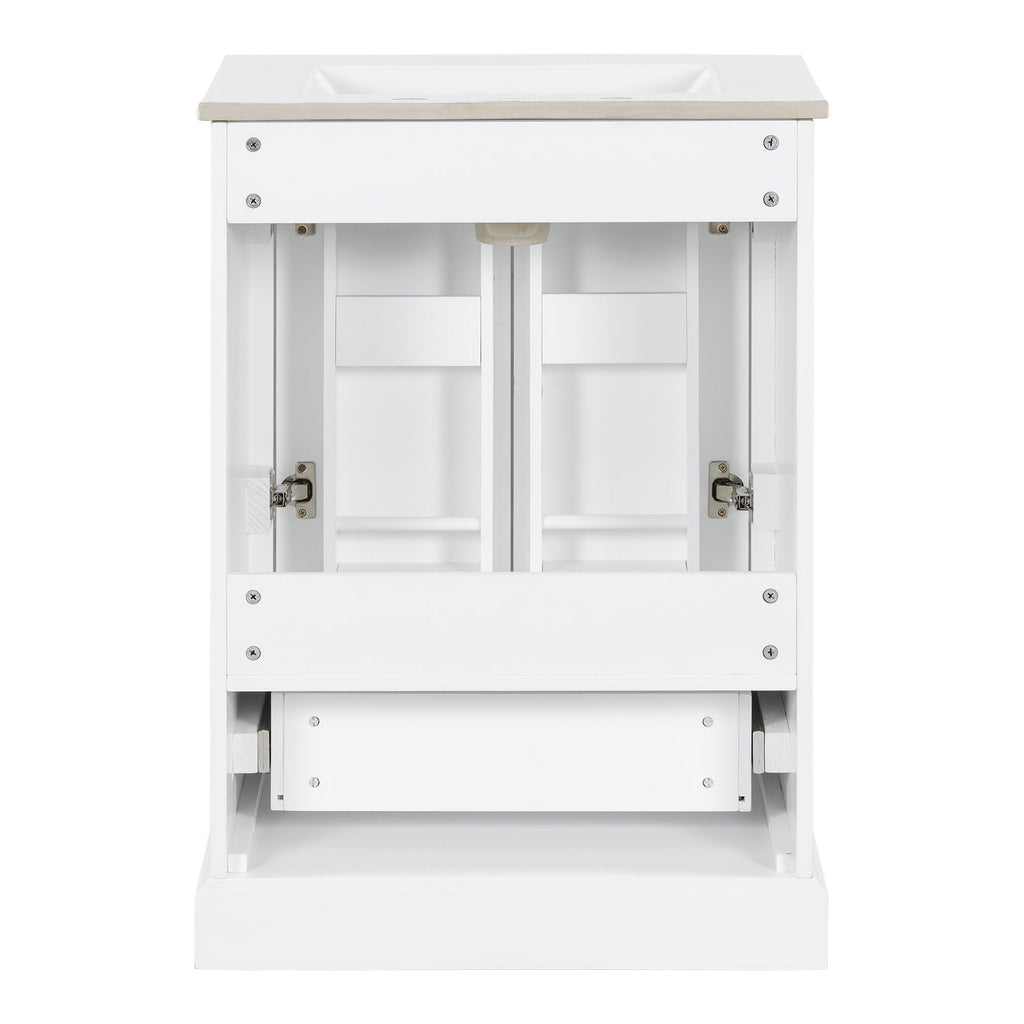 Bathroom Vanity With Sink, 1 Divided Drawer And 2 Soft Close Doors With Double Shelf
