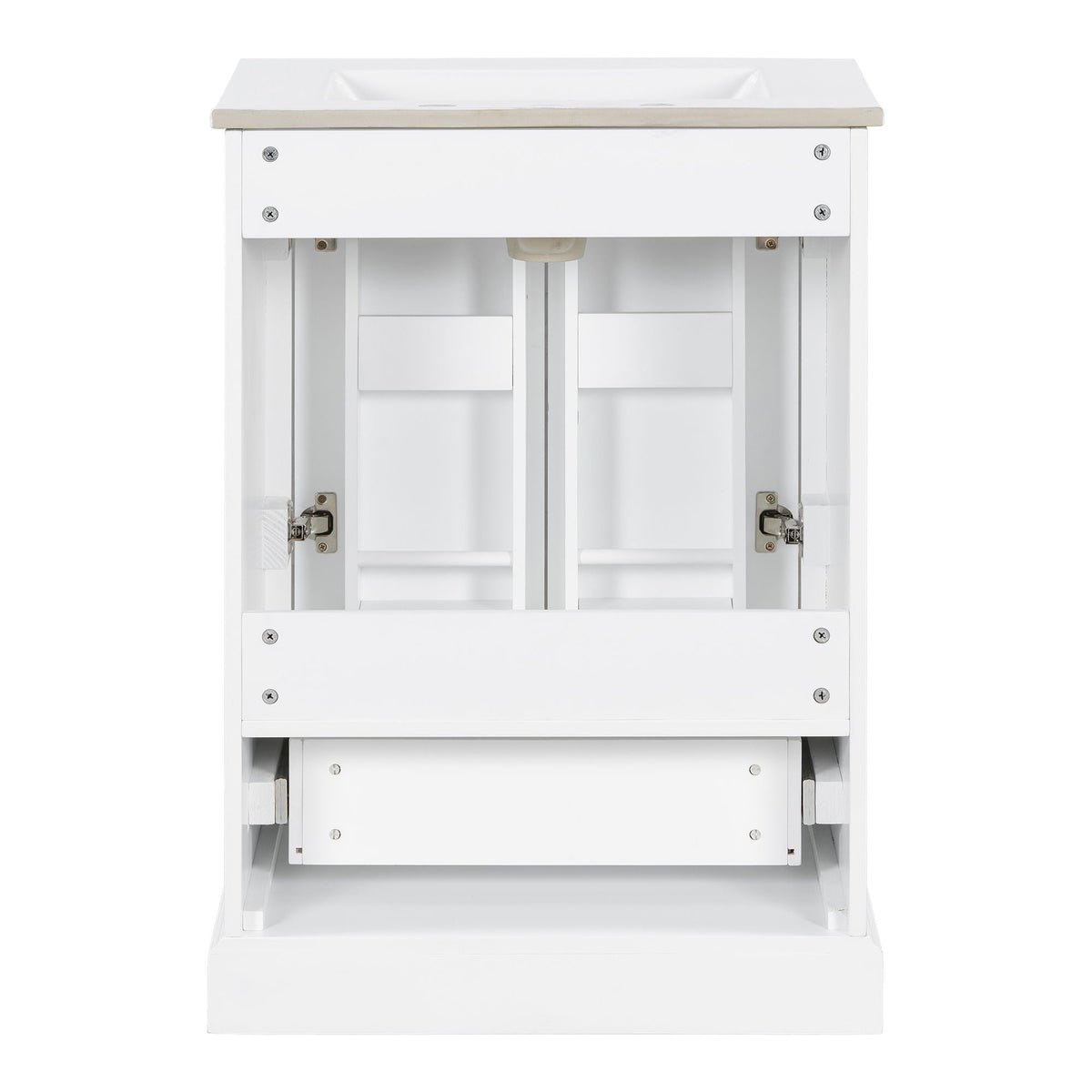 Bathroom Vanity With Sink, 1 Divided Drawer And 2 Soft Close Doors With Double Shelf