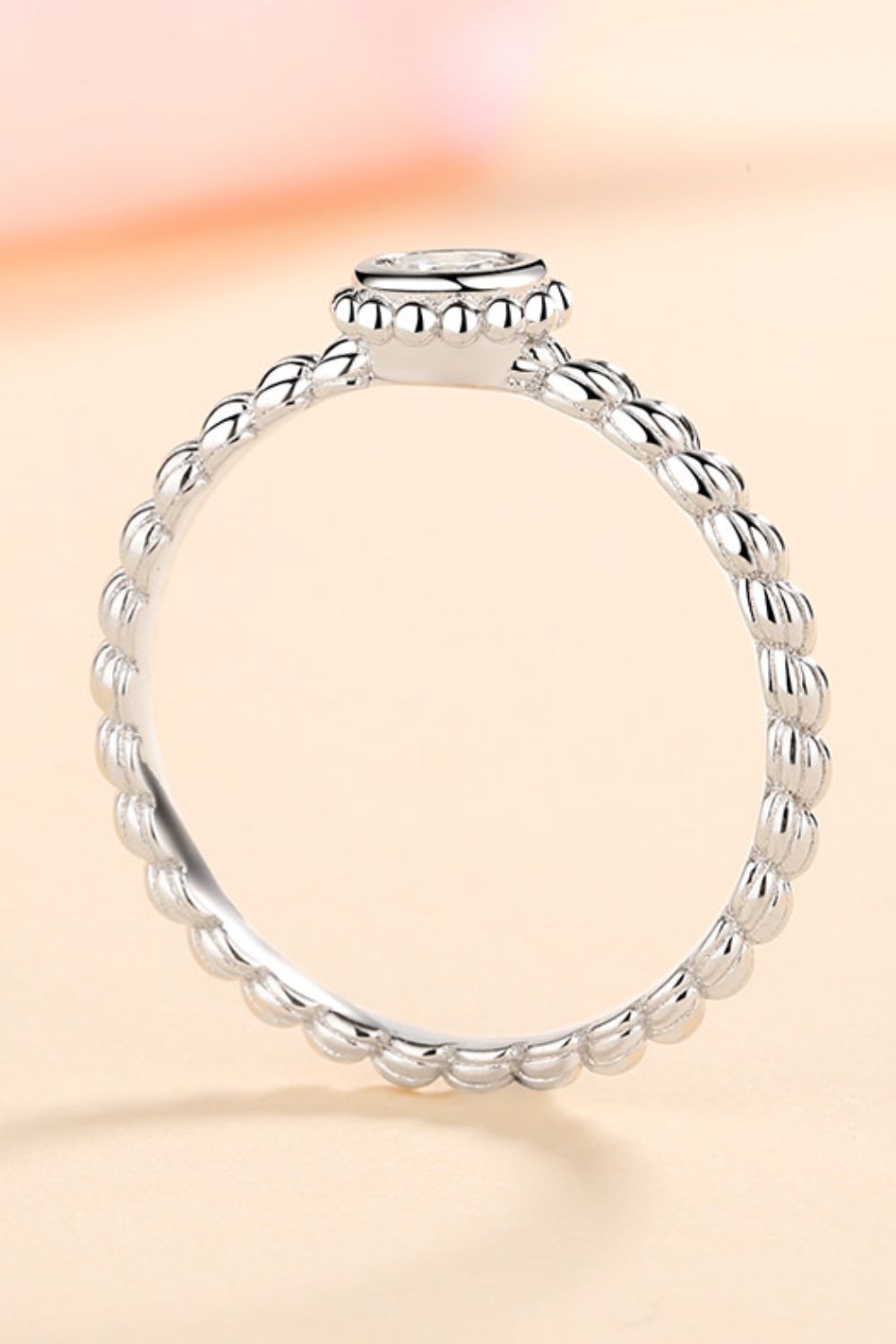 Brilliant Round Cut Sparkala™ Rhodium-Plated Beaded Ring