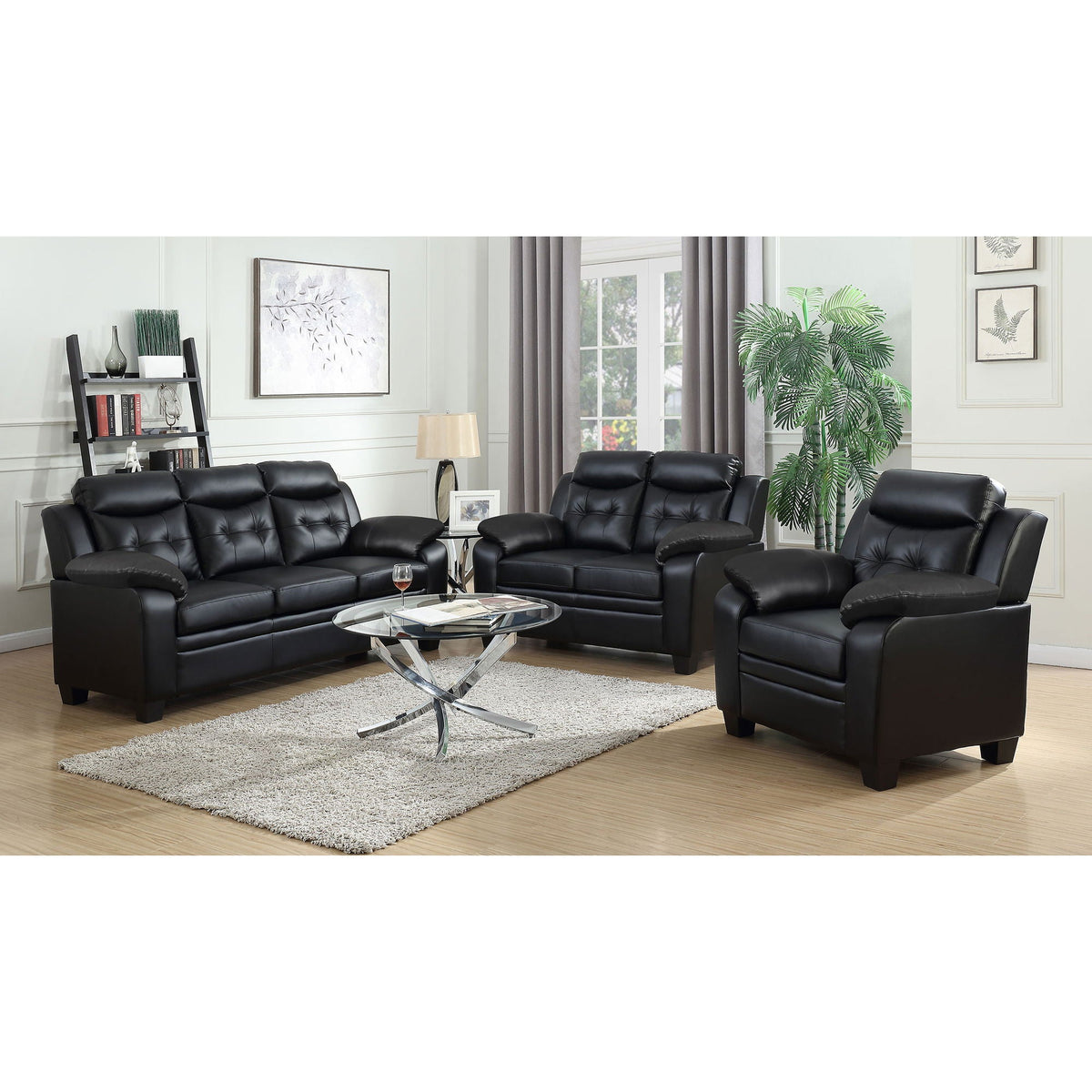 Eaton - Padded Sofa With Tufted Design - Black
