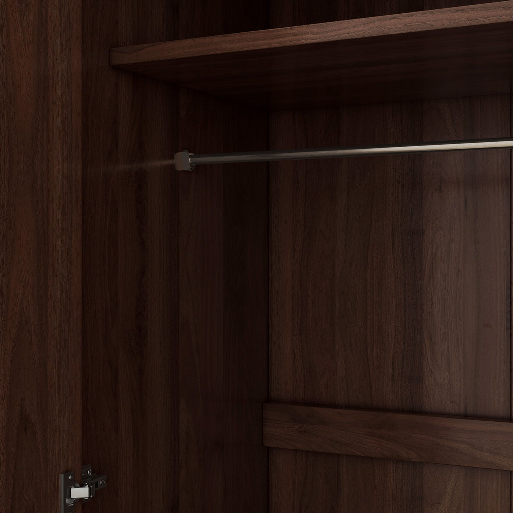 2 Door Wooden Wardrobe Armoire With 3 Storage Shelves - Brown