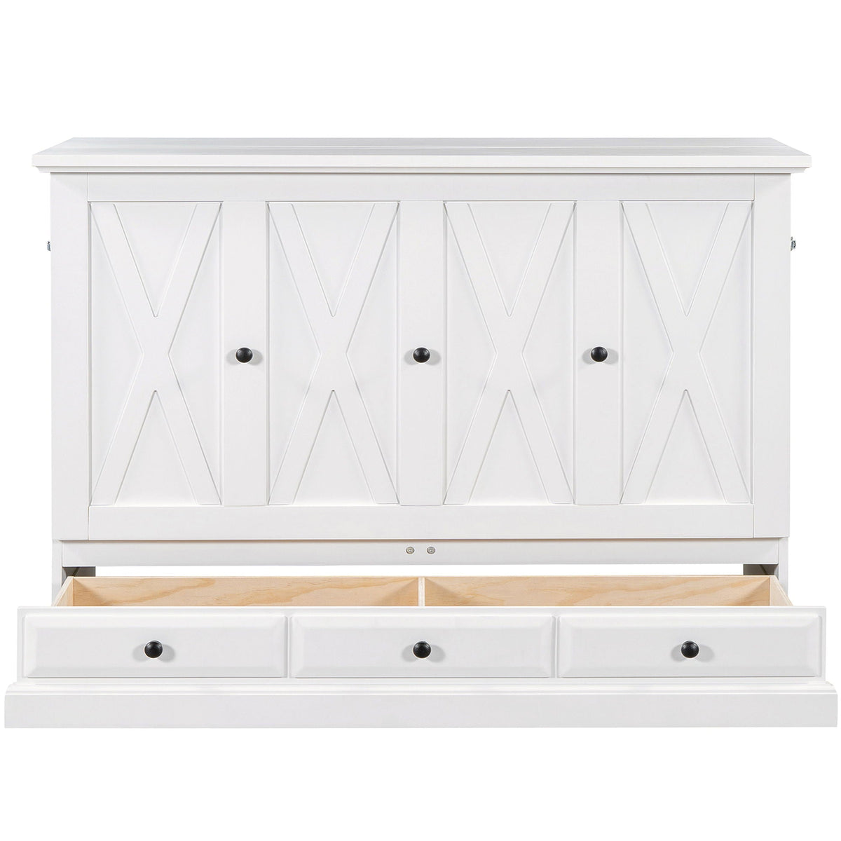 Solid Pine Murphy Bed Chest Cube Cabinet Bed With Charging Station And Large Storage Drawer For Home Office Or Small Room