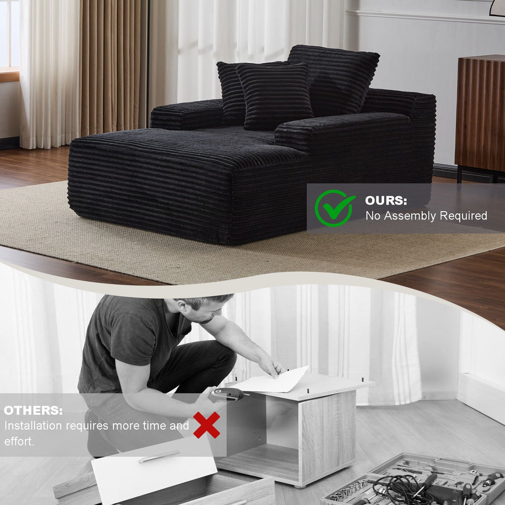 Oversized Chaise Lounge Chair Cozy Cloud Couch With 3 Throw Pillows And Wide Armrest