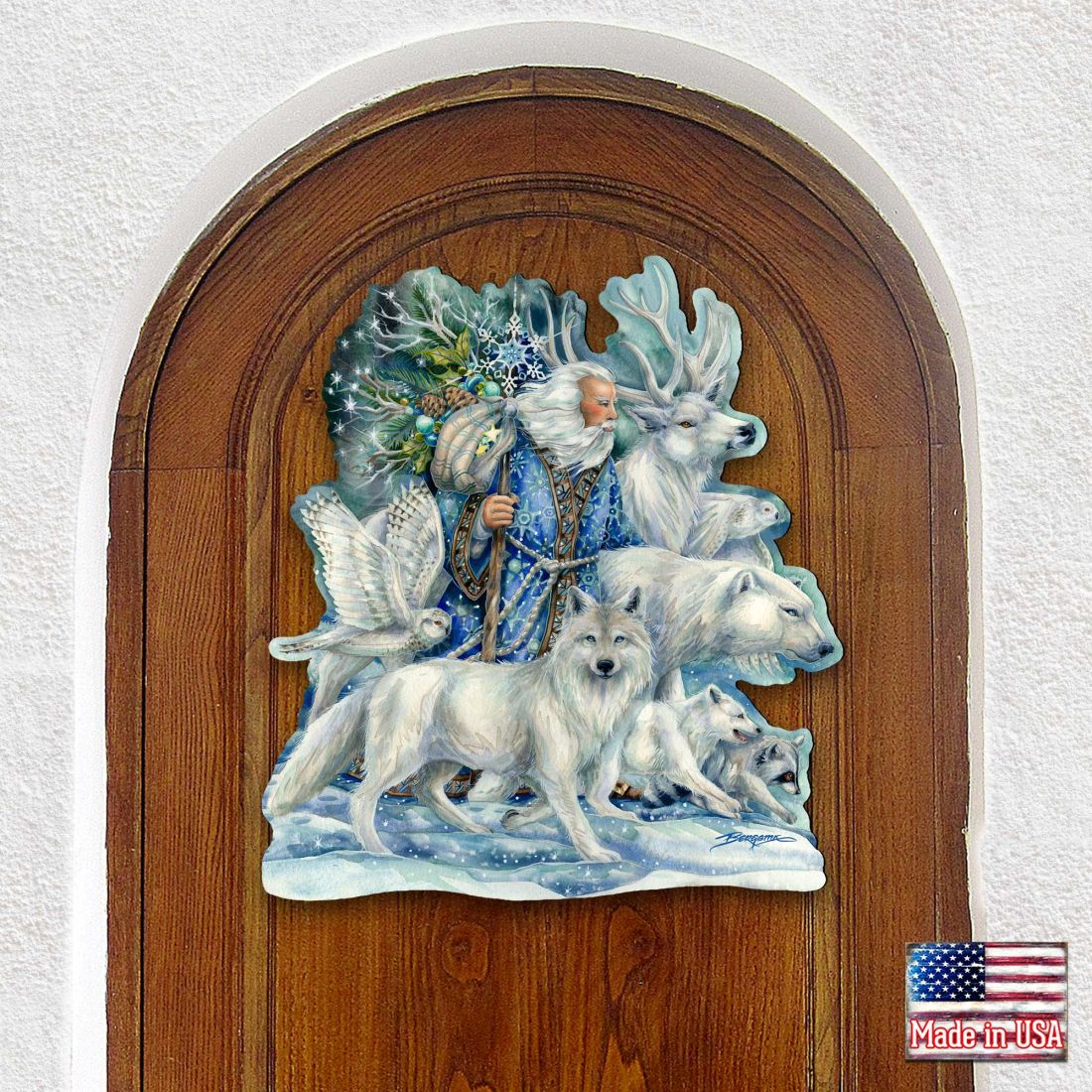 Cool Winds Father Winter Animals Wall Art by J. Bergsma - Wildlife Holiday Decor - 8591862W-JB