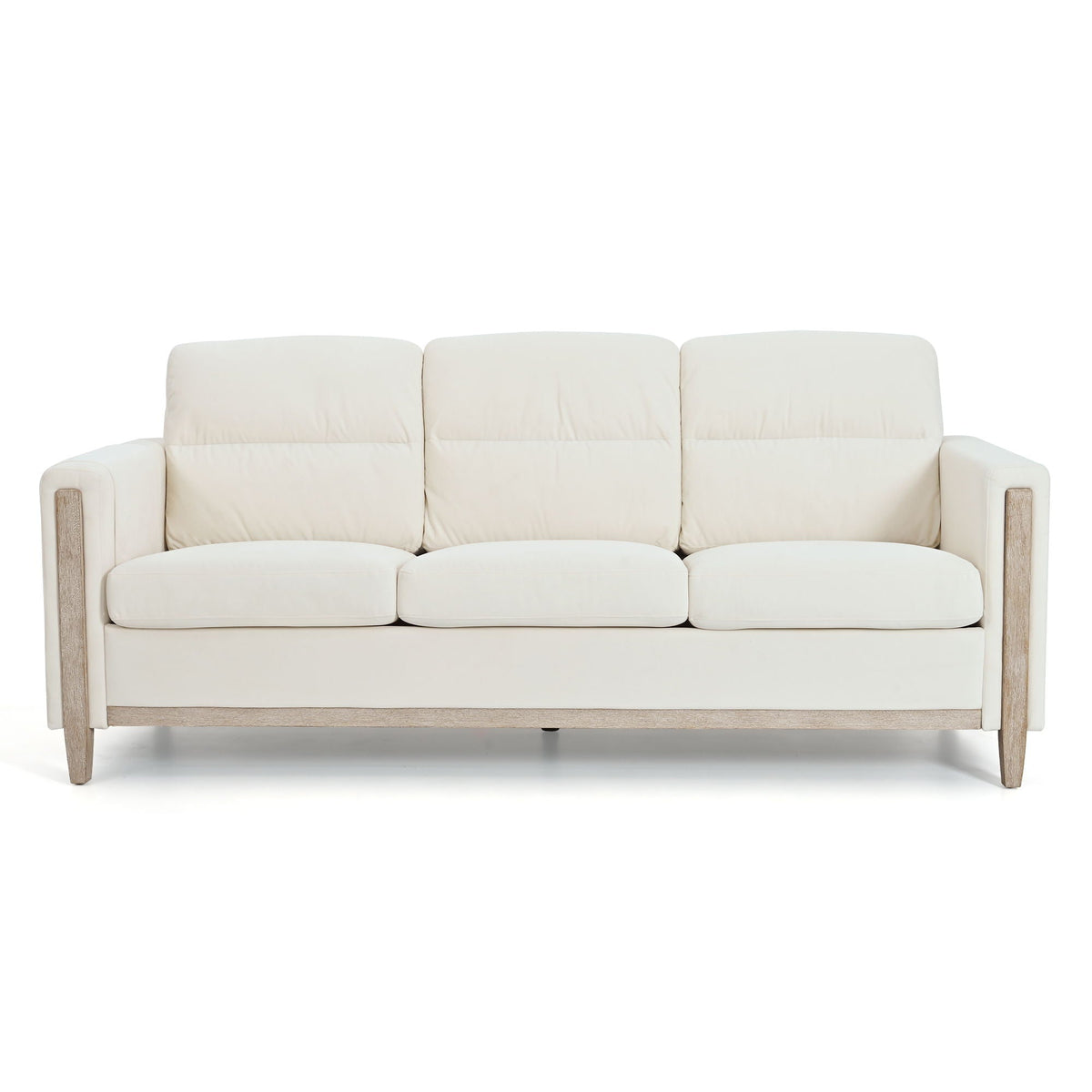 Comfortable Solid Wood Three-Seater Sofa
