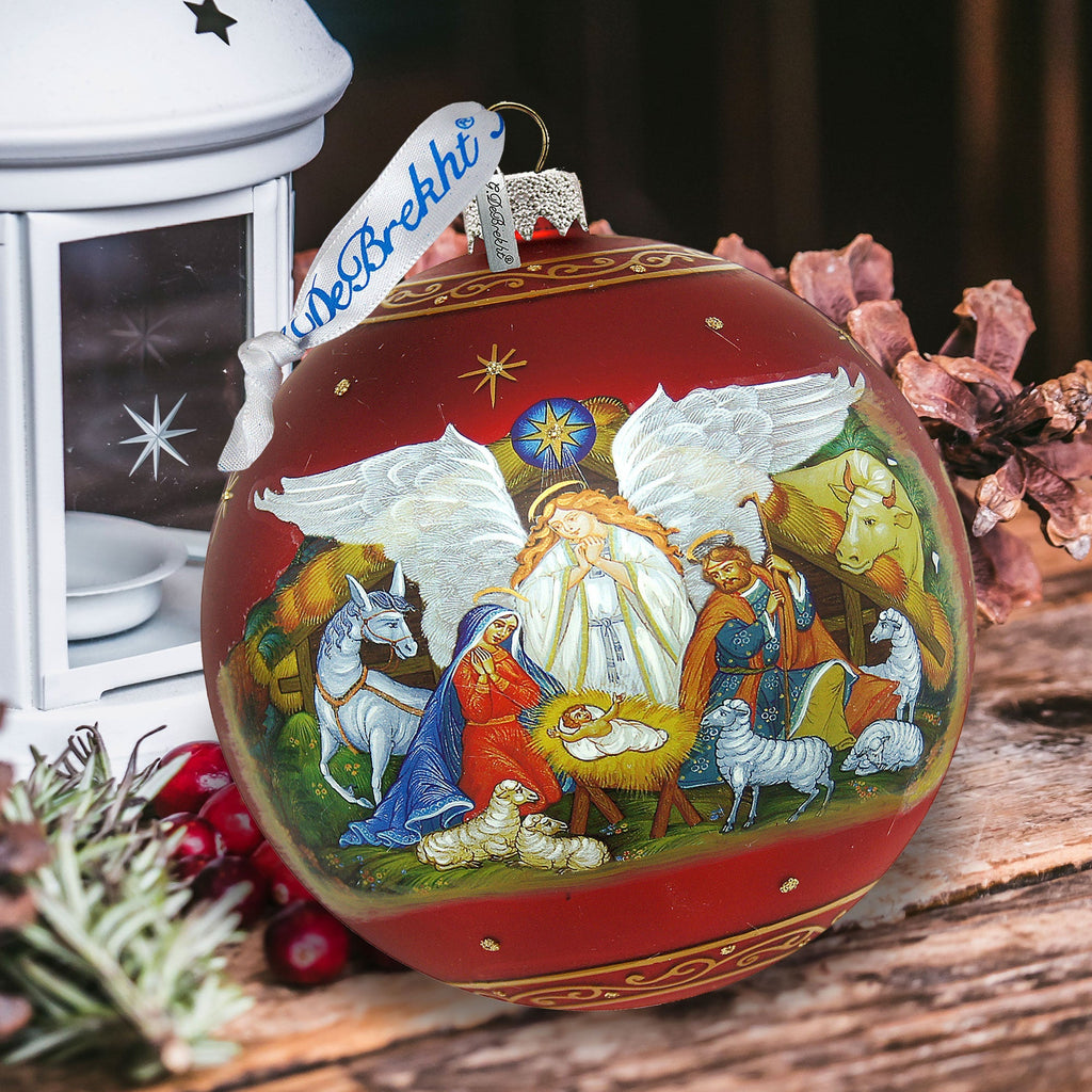 Limited Edition, Oversized Guarding Light Iconic Nativity Ball Glass Ornament, Christmas Decor - 73860 by G. DeBrekht