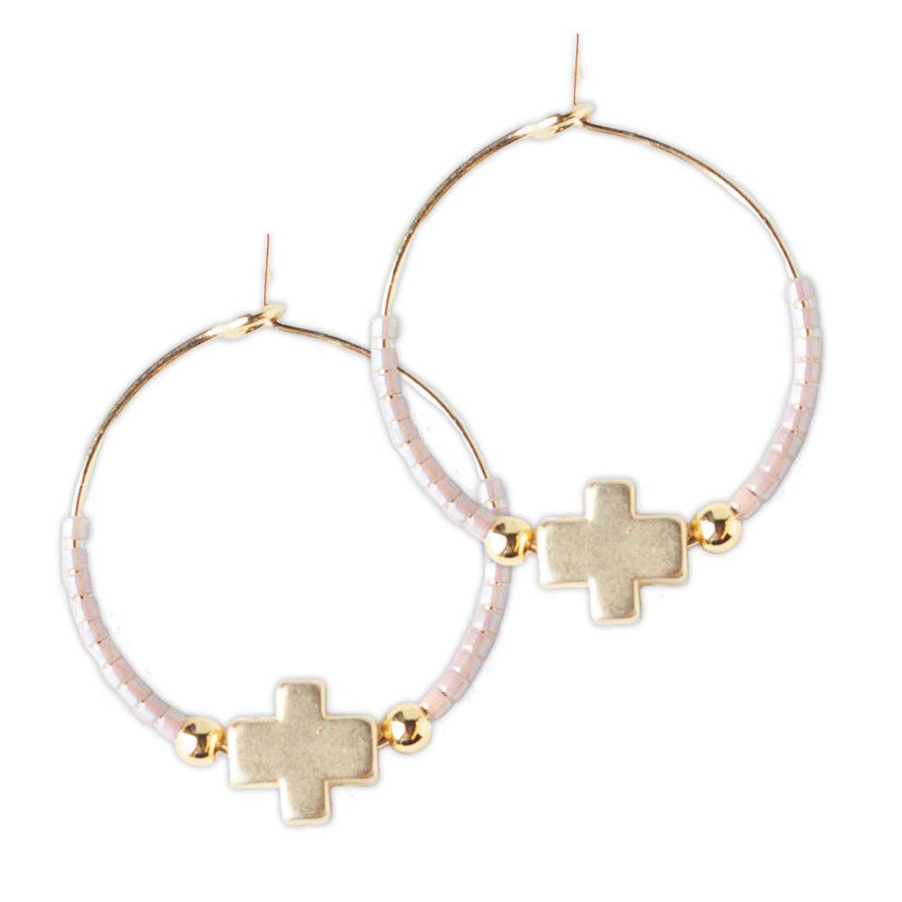 Faithful Cross  Earrings-Champagne