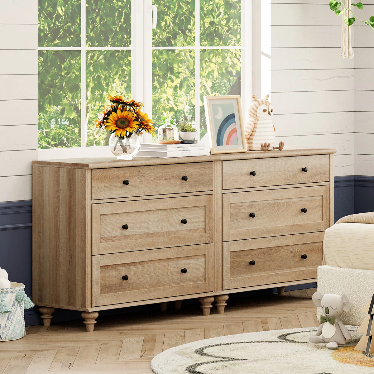 Oak 6 Dresser for Living Room