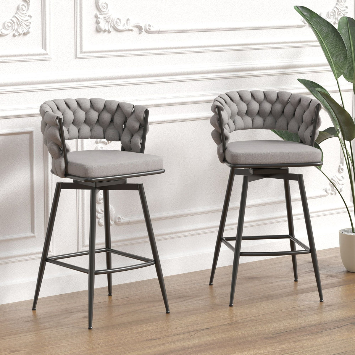 Bar Stool 360 Swivel With Back Footrest