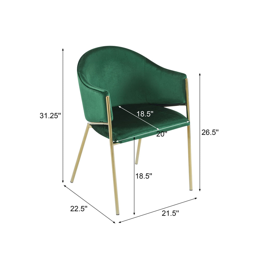 Modern Upholstered Dining Chair With Plush Velvet and Metal Frame