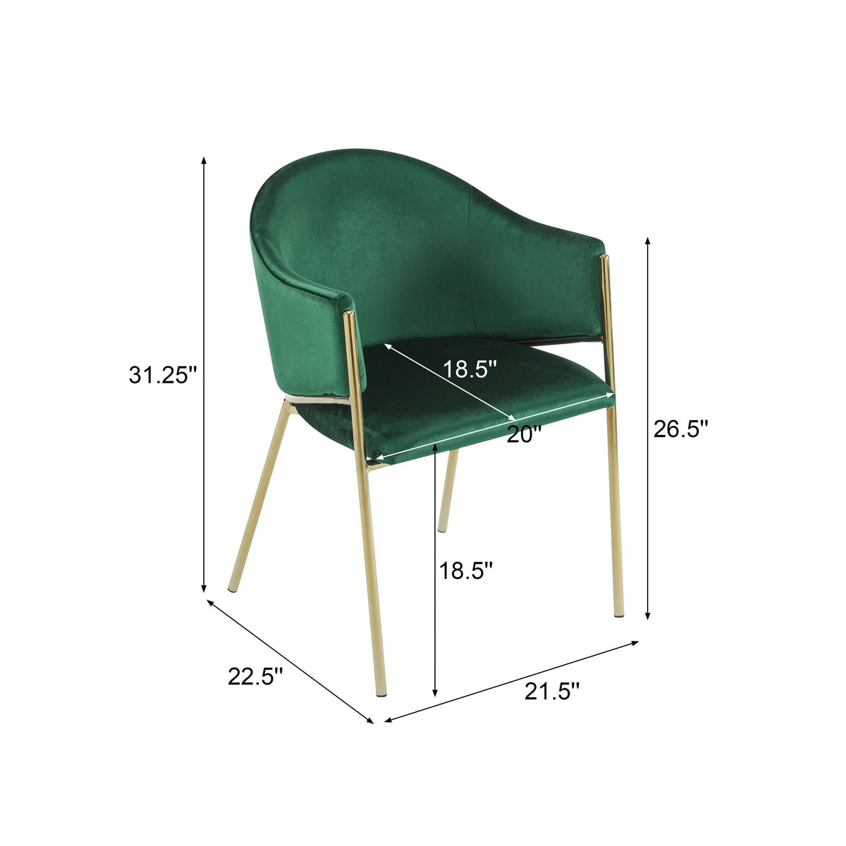 Modern Upholstered Dining Chair With Plush Velvet and Metal Frame
