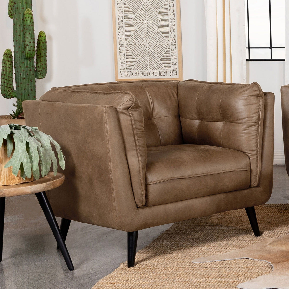 Maximillion - Tuxedo Arms Chair - Brown