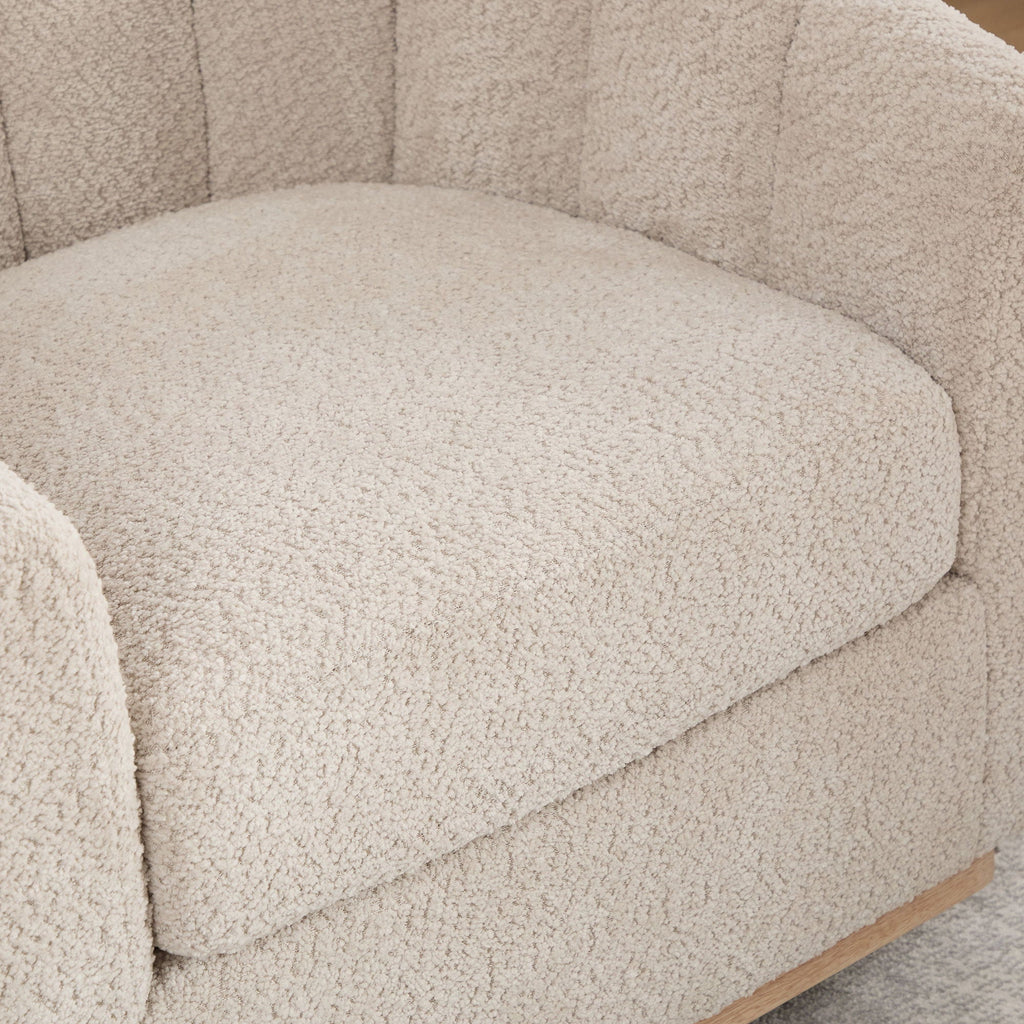 Swivel Upholstered Barrel Chair With Metal Base