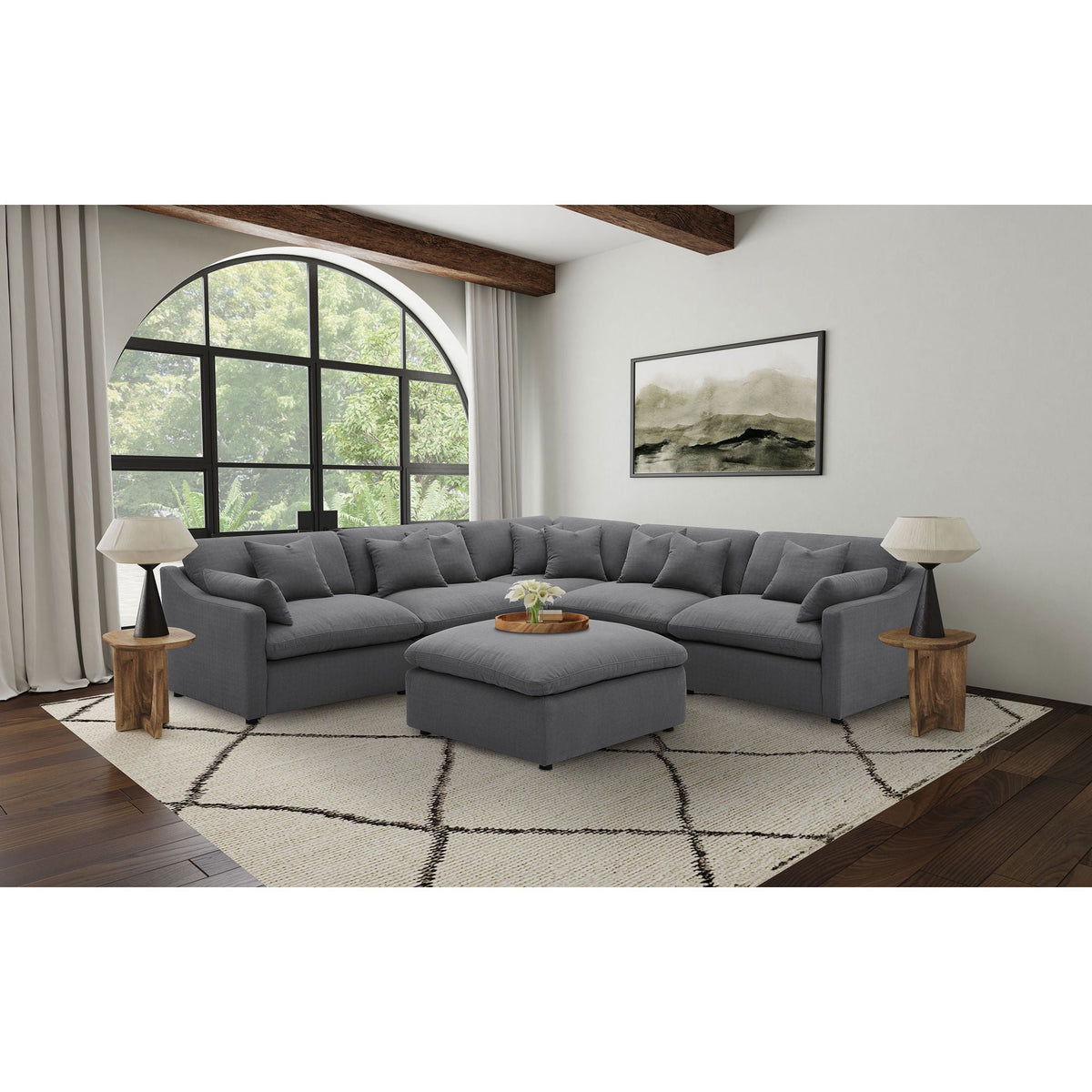 Greeley - Upholstered Square Ottoman With Cushion - Charcoal