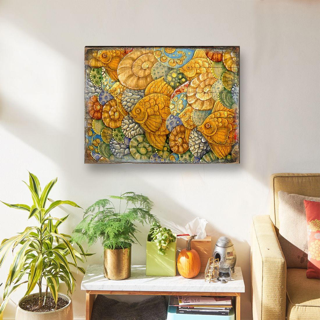 Sonnenberg Fish Wooden Coastal Wall Art by G. DeBrekht - Coastal Sea-Life Decor - 95018B