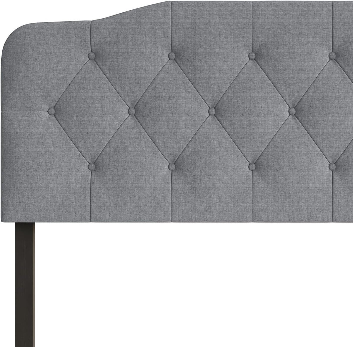 Angela Full Size Button-Tufted Upholstered Headboard, Adjustable Height, Foam Padding, Easy Assembly, Gray