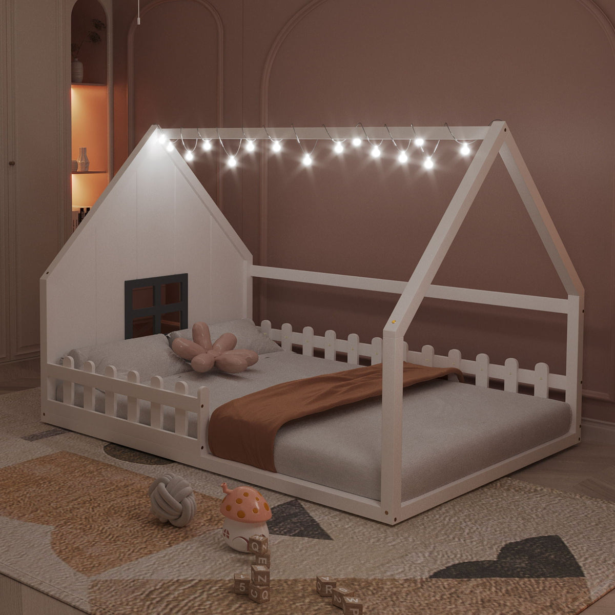 House Bed With Window And Fence