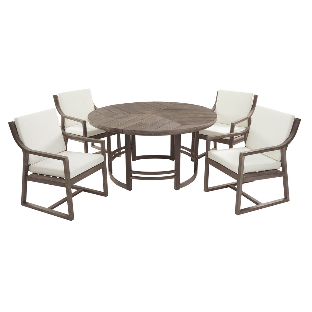 Outdoor Dining Set 5-Piece Patio Table and Chairs with Umbrella Hole