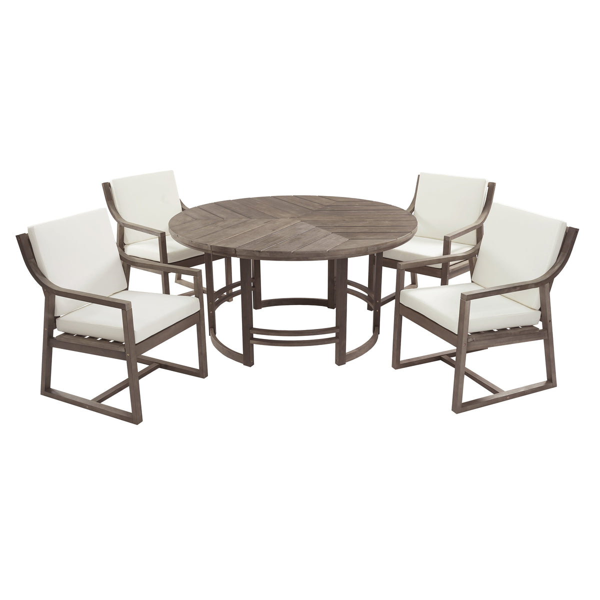 Outdoor Dining Set 5-Piece Patio Table and Chairs with Umbrella Hole