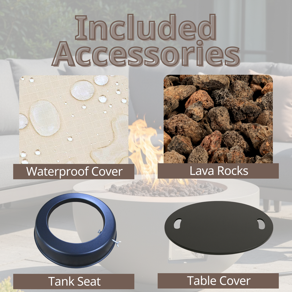 Outdoor Round Propane Fire Pit Table 28-inch, 40,000 BTU