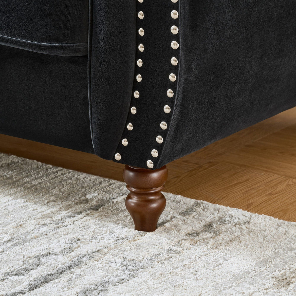 Chesterfield 3 And 2 Seater Upholstery Sofa With Roll Armrest & Nailhead Fabric Couch