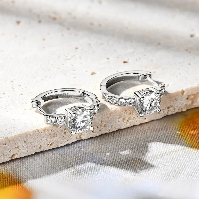 2.36 Carat Sparkala™ Zircon 925 Sterling Silver Hoop Earrings