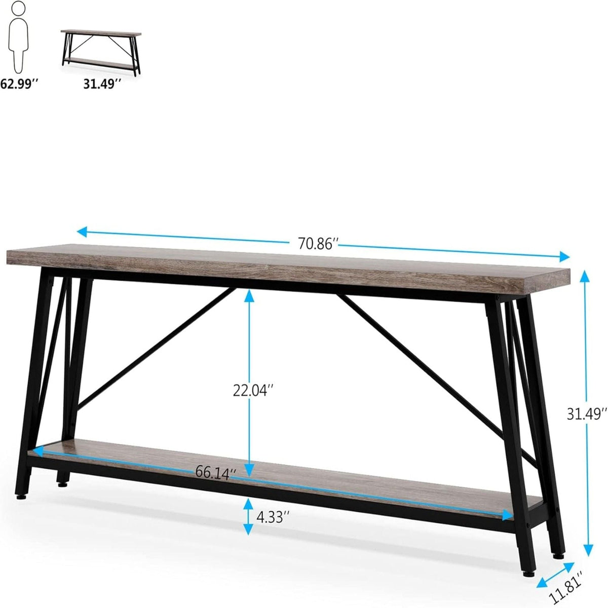 Sofa Table With Frame Extra Long Entryway Console