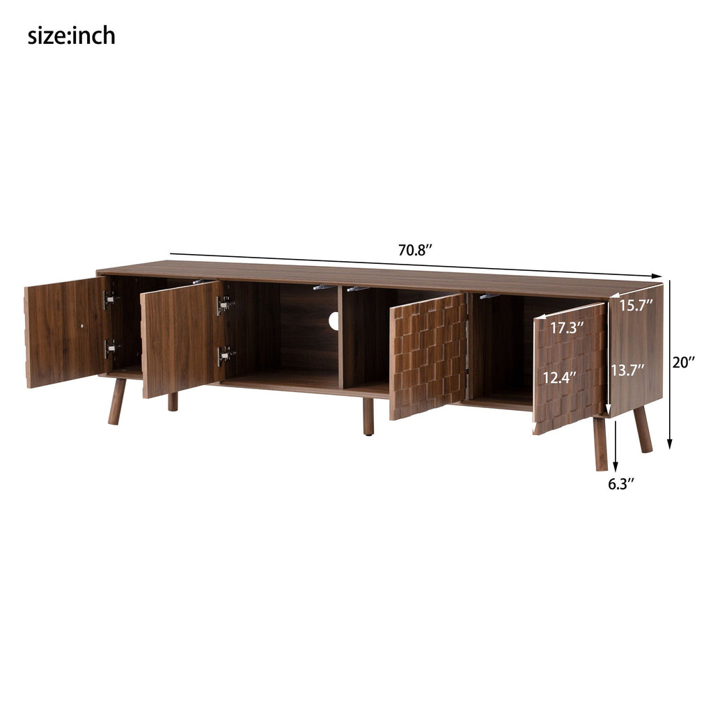 TV Stand With Soft Closing Hinges And Cable Management - Walnut