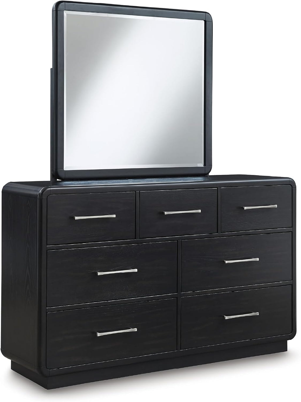 Signature Design by Ashley Rowanbeck Contemporary 7-Drawer Dresser and Mirror with Felt Lined Top, Black