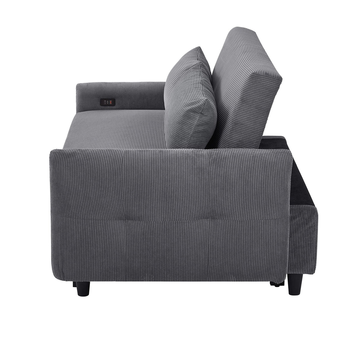 Pull-Out 2 Seat Modern Sleeper Sofa With 2 Throw Pillows And USB Ports